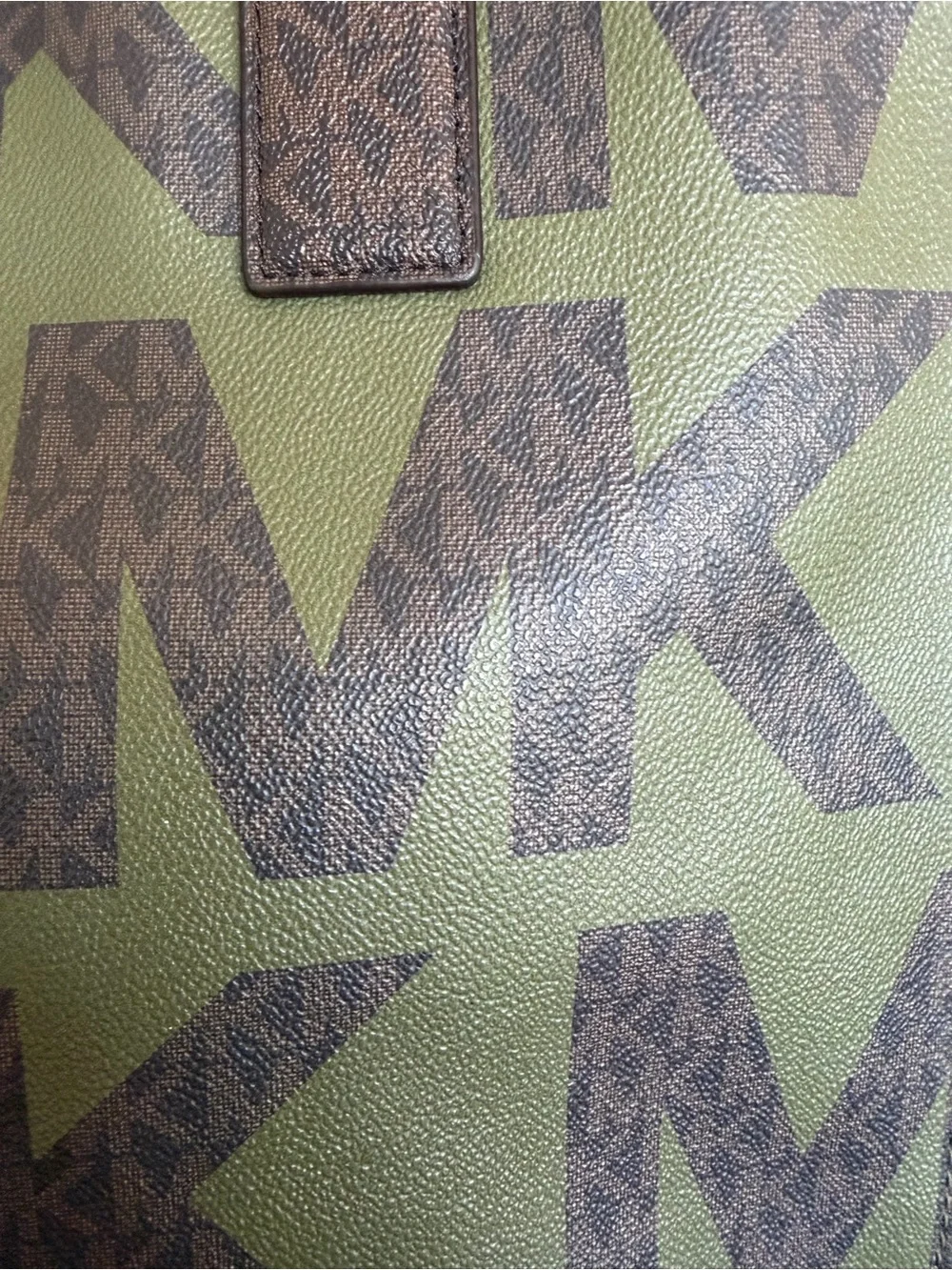 Michael Kors Kenly Large Graphic Logo Tote Army Green Brown Crossbody